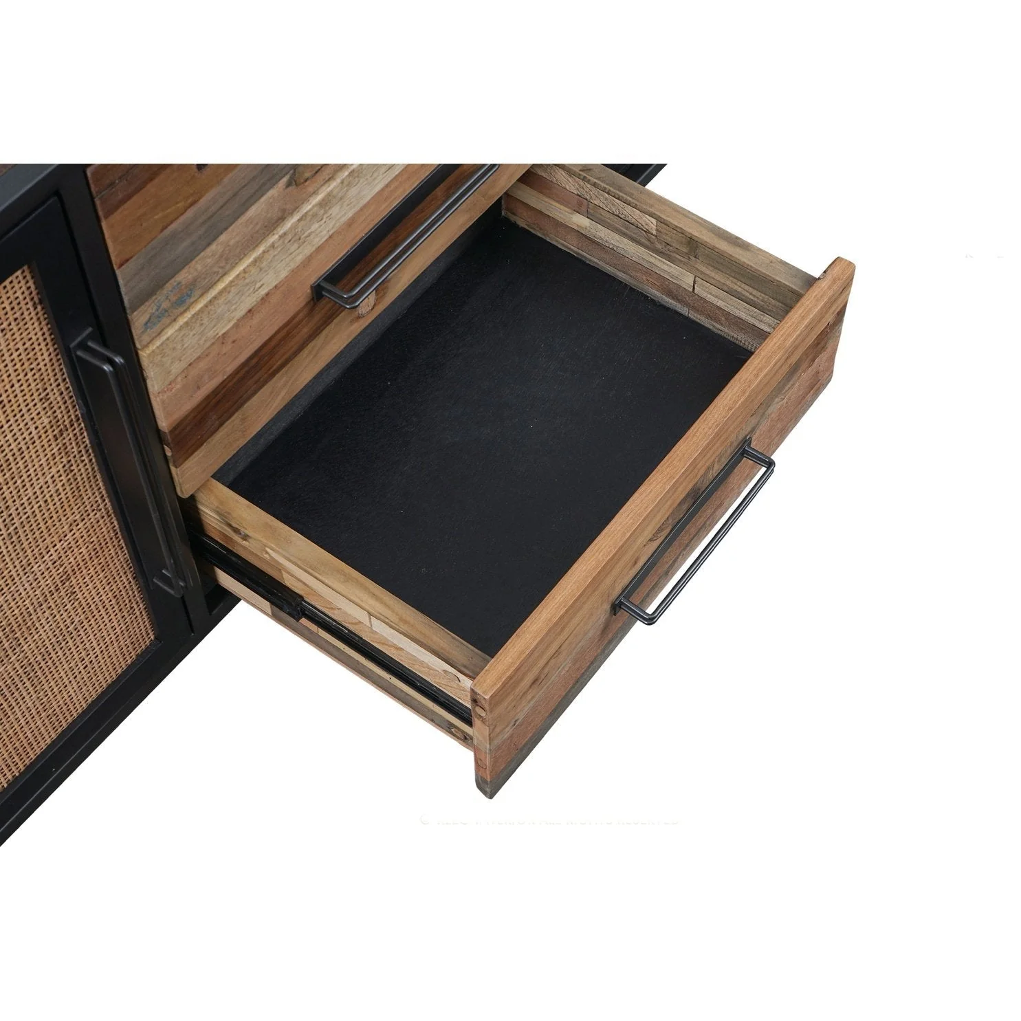 NovaSolo Nordic Rattan Buffet 2 Doors 3 Drawers 78" Natural Boat Wood BW RT 19051 - Image 5