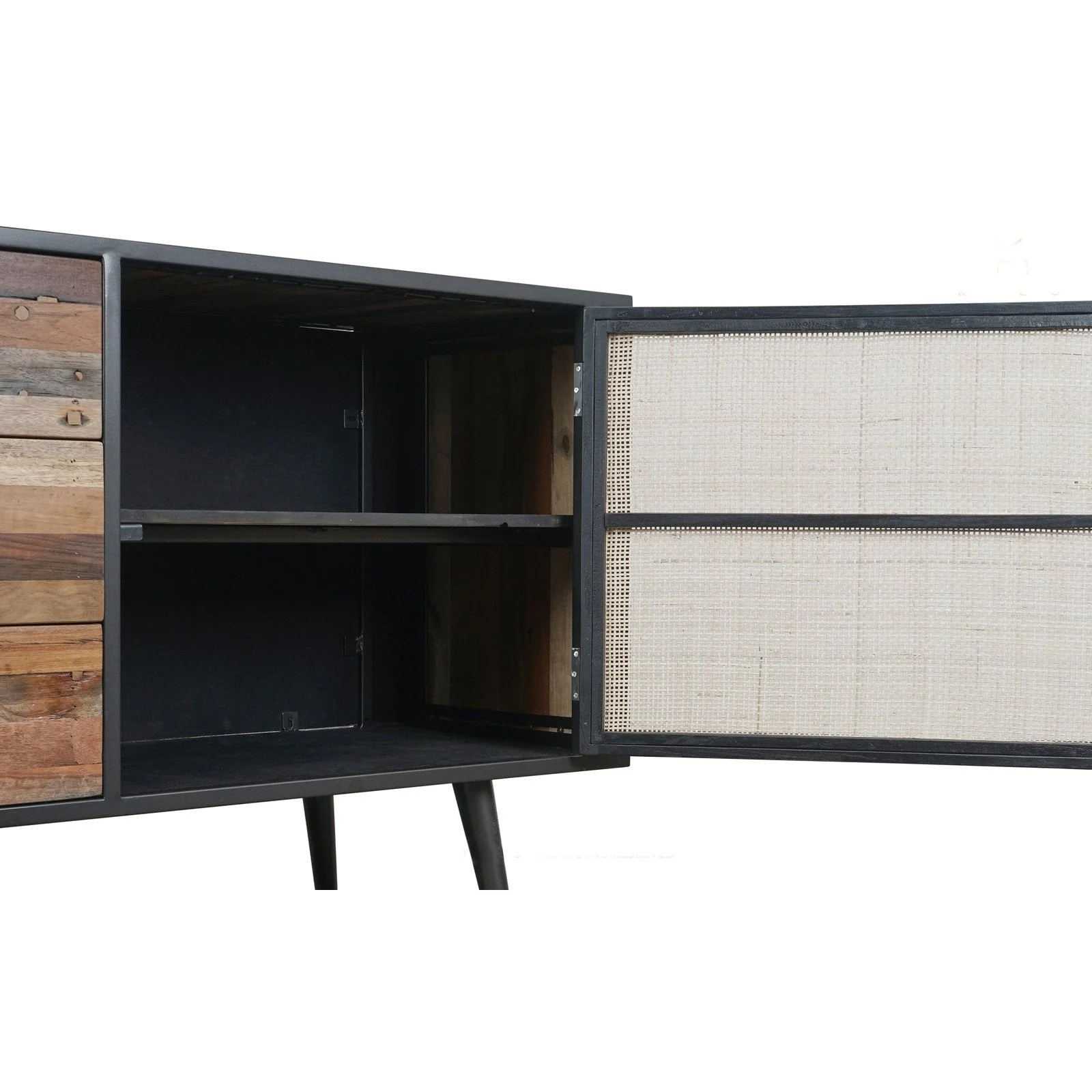 NovaSolo Nordic Rattan Buffet 2 Doors 3 Drawers 78" Natural Boat Wood BW RT 19051 - Image 6