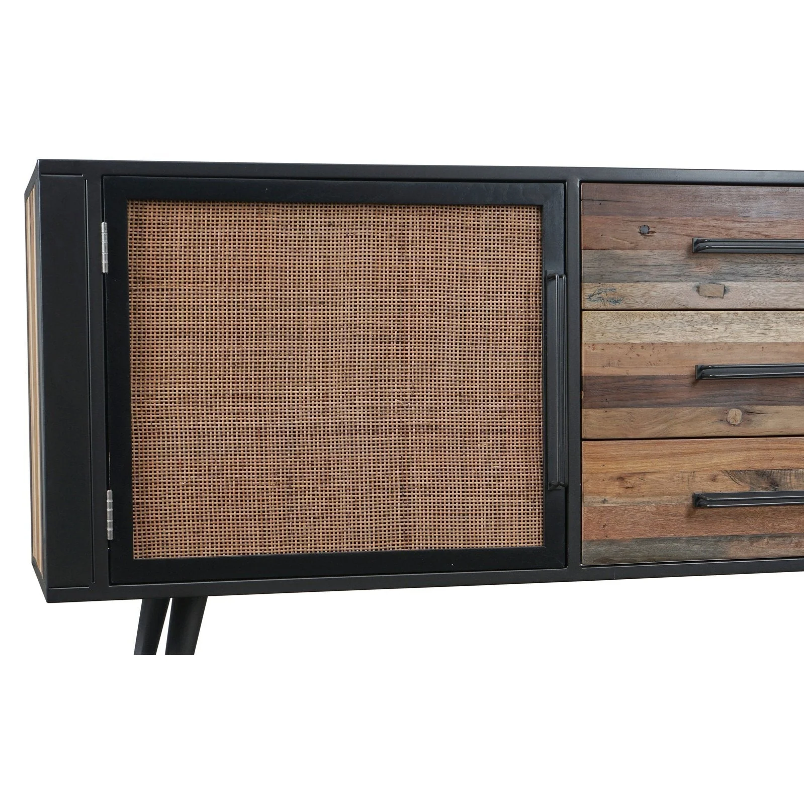 NovaSolo Nordic Rattan Buffet 2 Doors 3 Drawers 78" Natural Boat Wood BW RT 19051 - Image 7