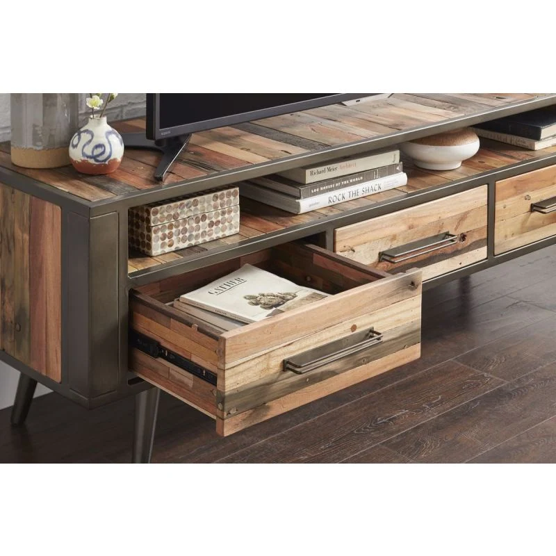 NovaSolo Nordic TV Dresser 3 Drawers Natural Boat Wood KK NO 18005 - Image 11