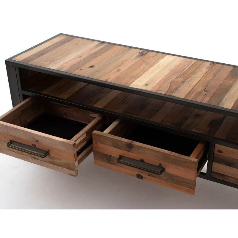 NovaSolo Nordic TV Dresser 3 Drawers Natural Boat Wood KK NO 18005 - Image 12