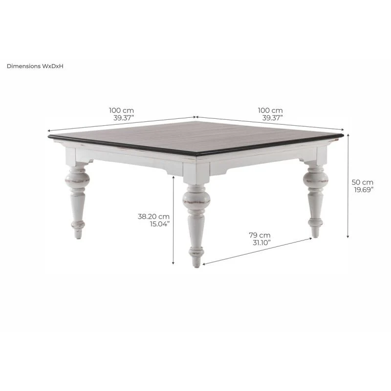 NovaSolo Provence Accent Square Coffee Table Two-tone T774TWD - Image 9