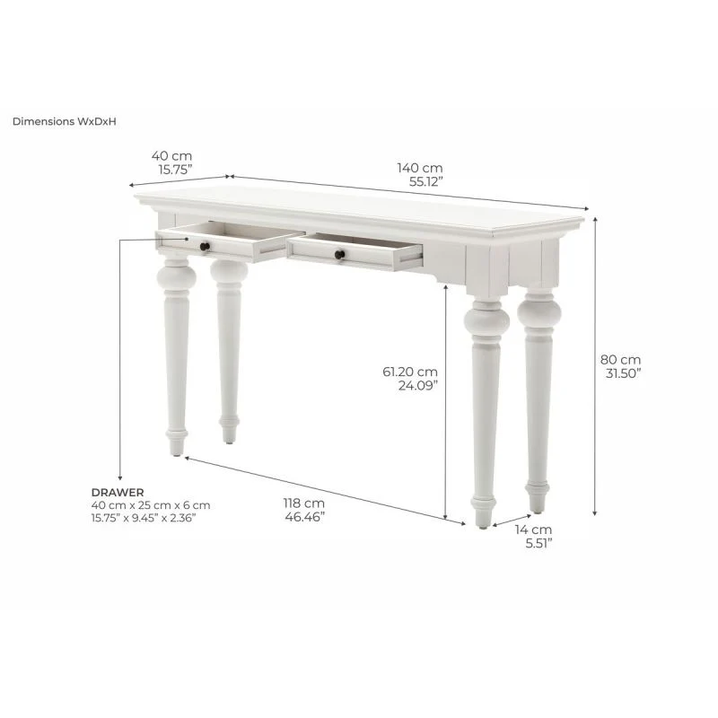 NovaSolo Provence Console Table White T776 - Image 10