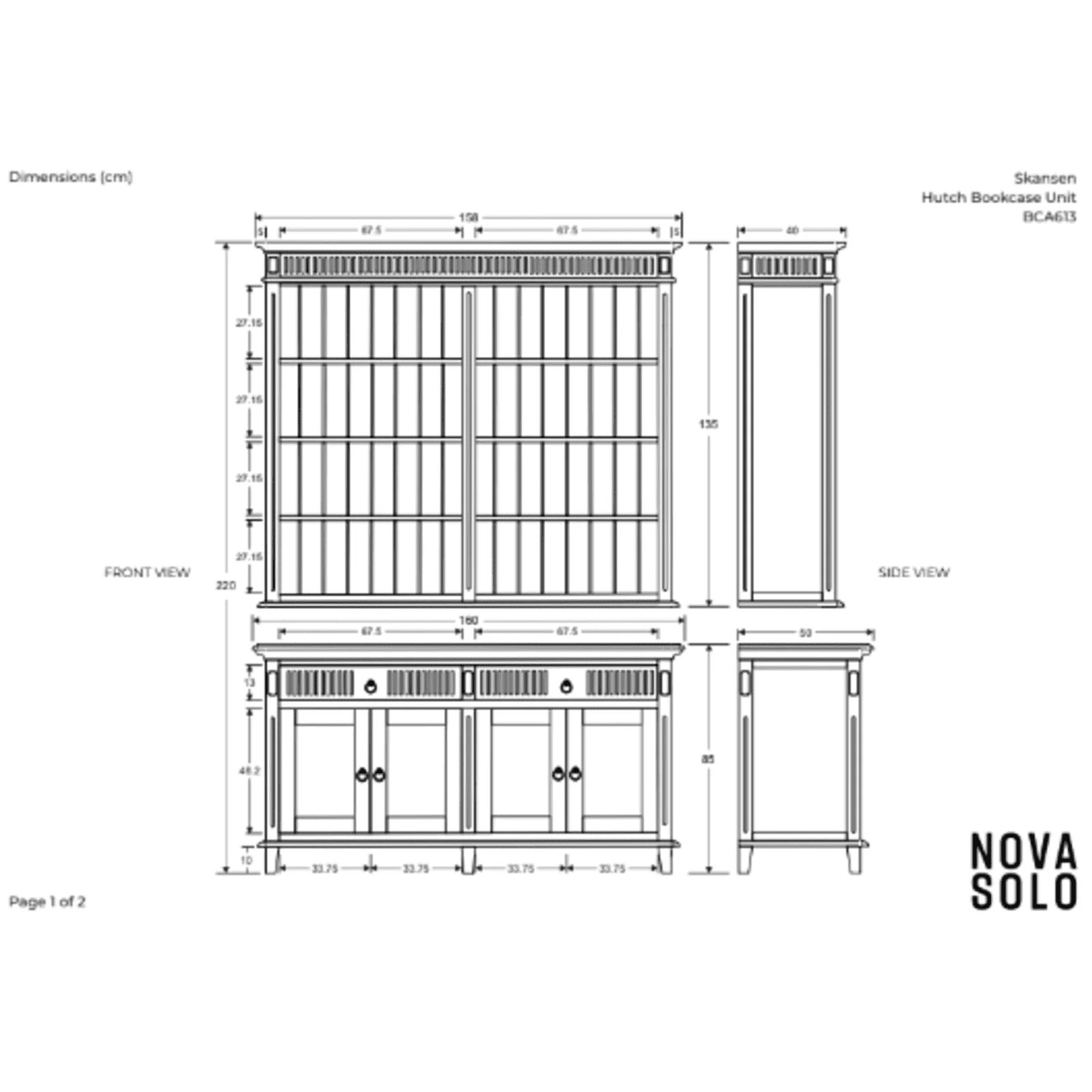 NovaSolo Skansen Hutch Bookcase Unit in Classic White BCA613 - Image 49