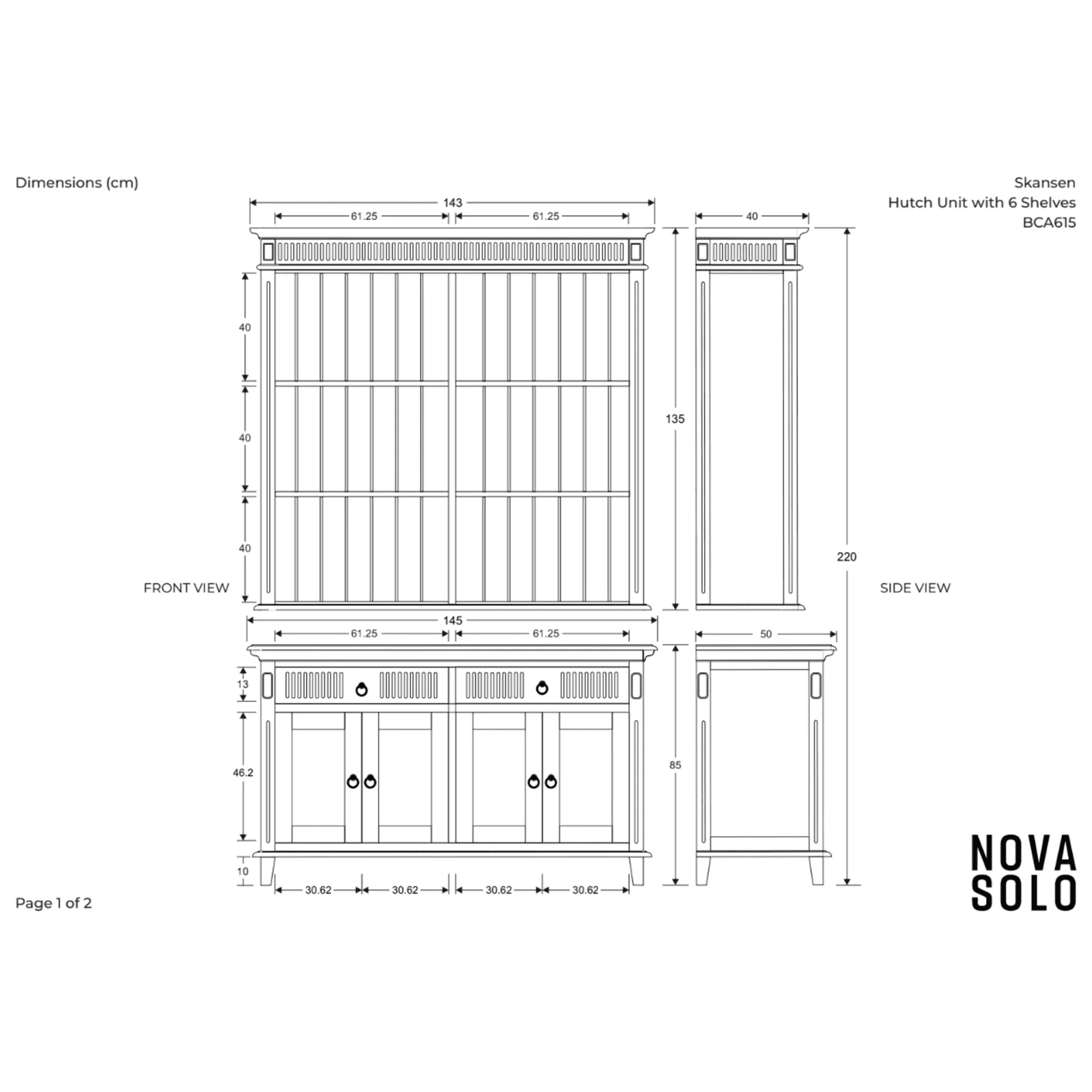 NovaSolo Skansen Hutch Unit with 6 Shelves in Classic White BCA615 - Image 52