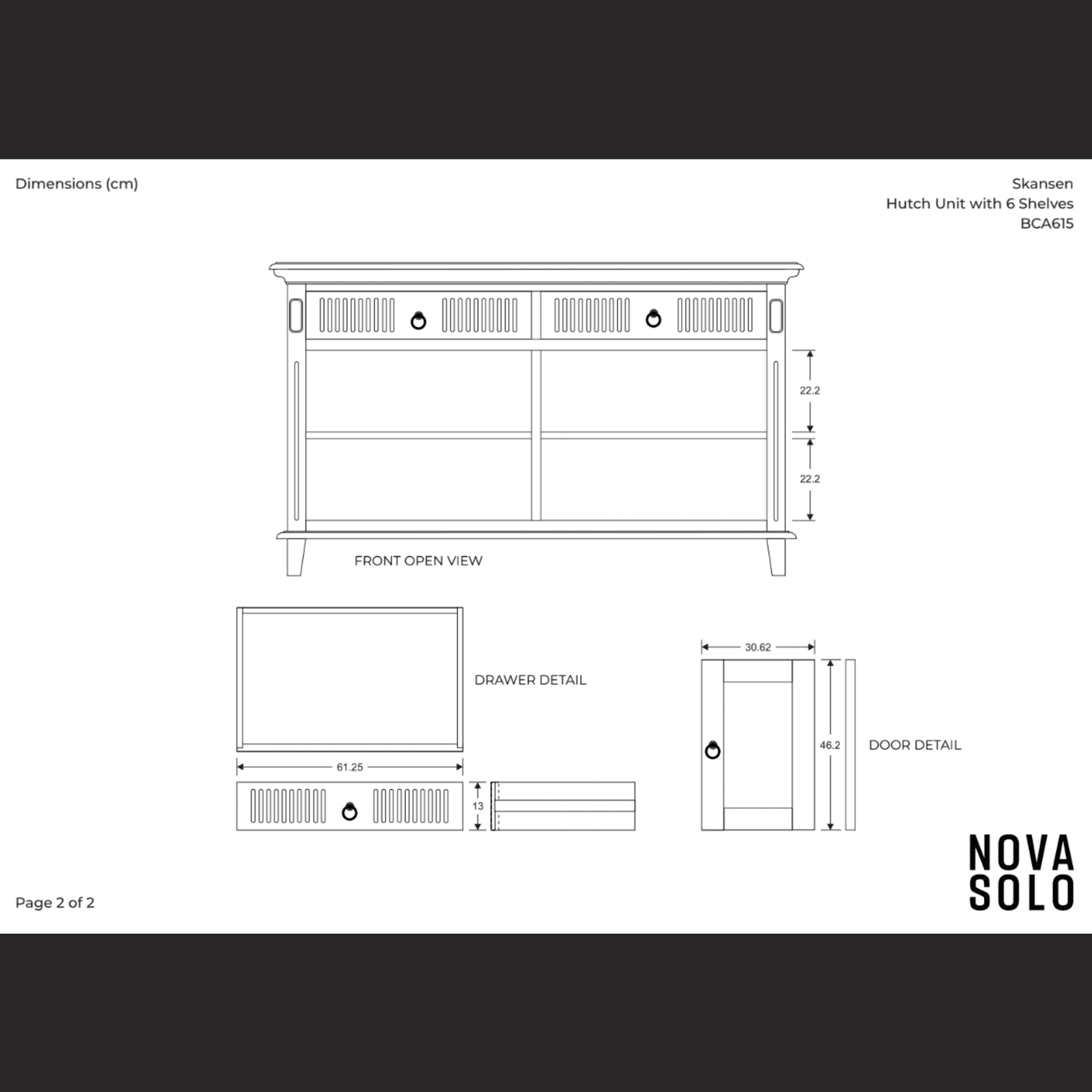 NovaSolo Skansen Hutch Unit with 6 Shelves in Classic White BCA615 - Image 53