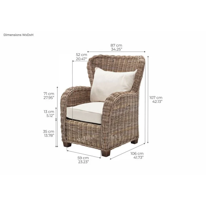 NovaSolo Wickerworks Queen Chair Natural Grey CR42 - Image 10