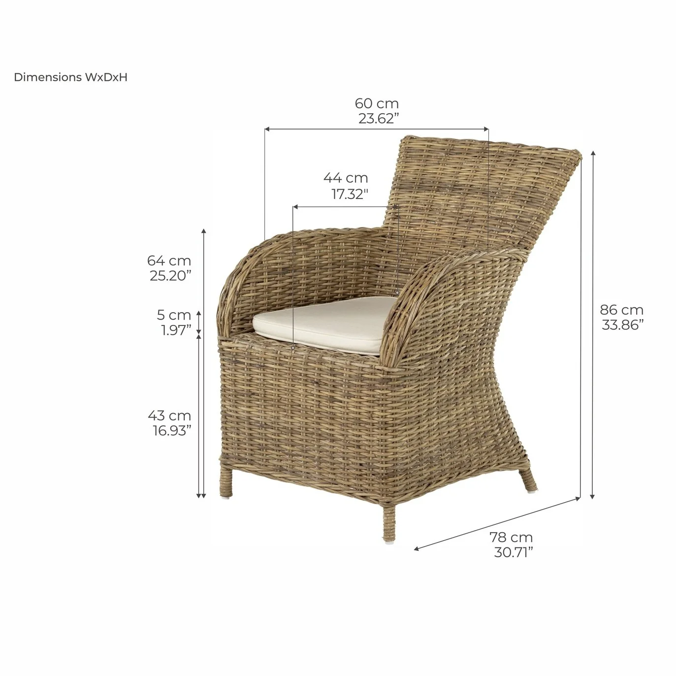 NovaSolo Wickerworks Rook Dining Chair, Natural Honey (Set of 2) CR11 - Image 10