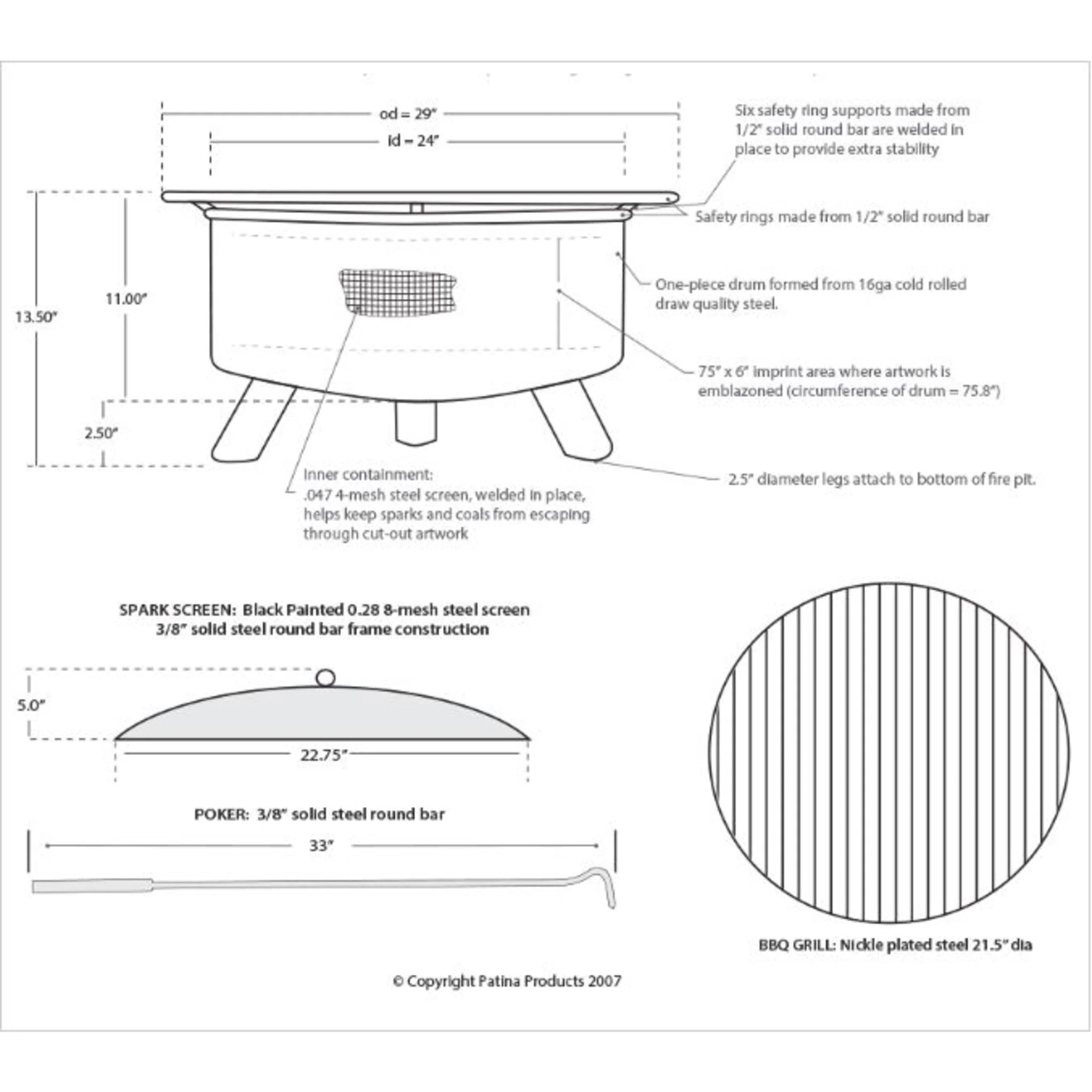 Patina Products Bear & Trees Fire Pit F107 - Image 6