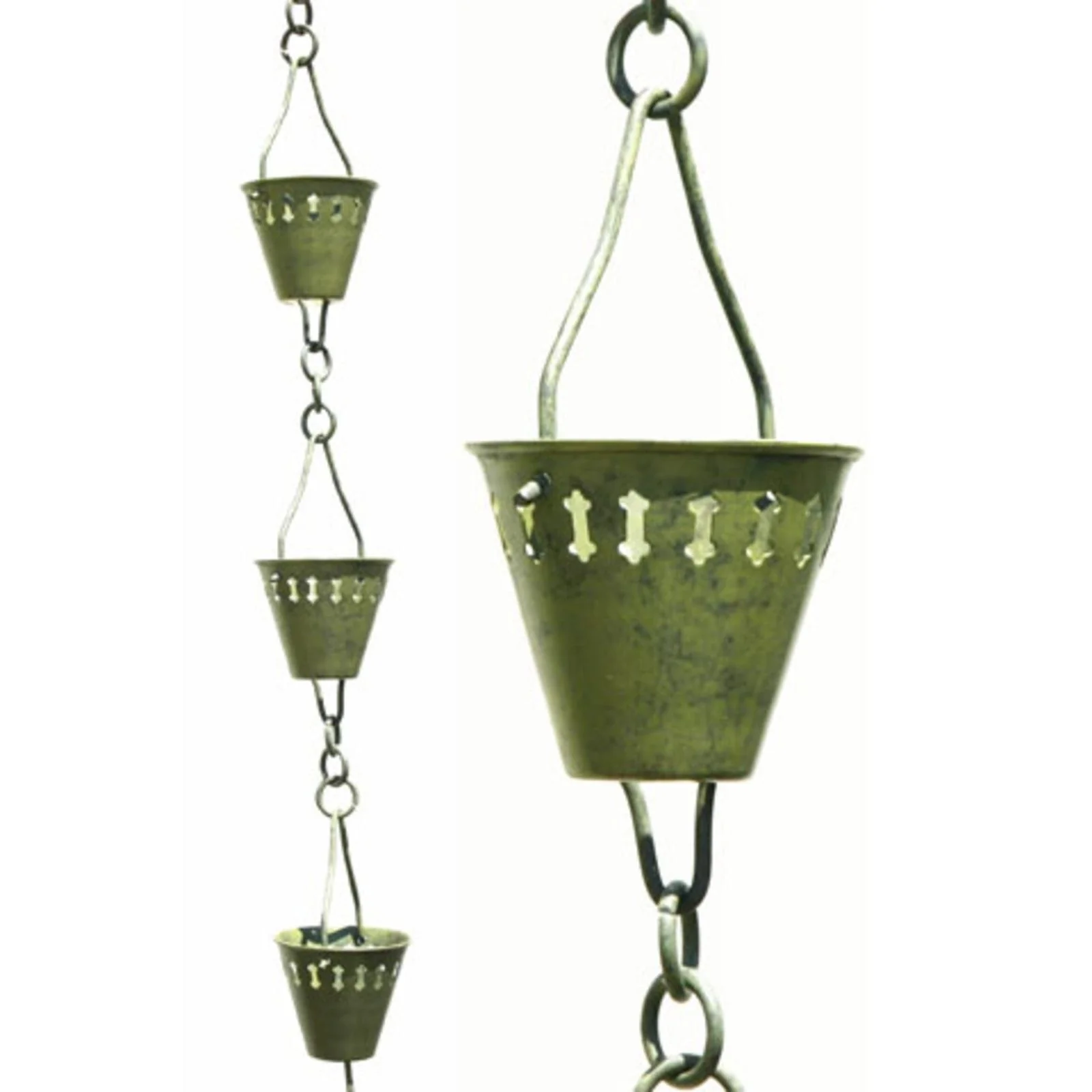 Patina Products Verdigris Shade Cup Rain Chain-Full Length R250