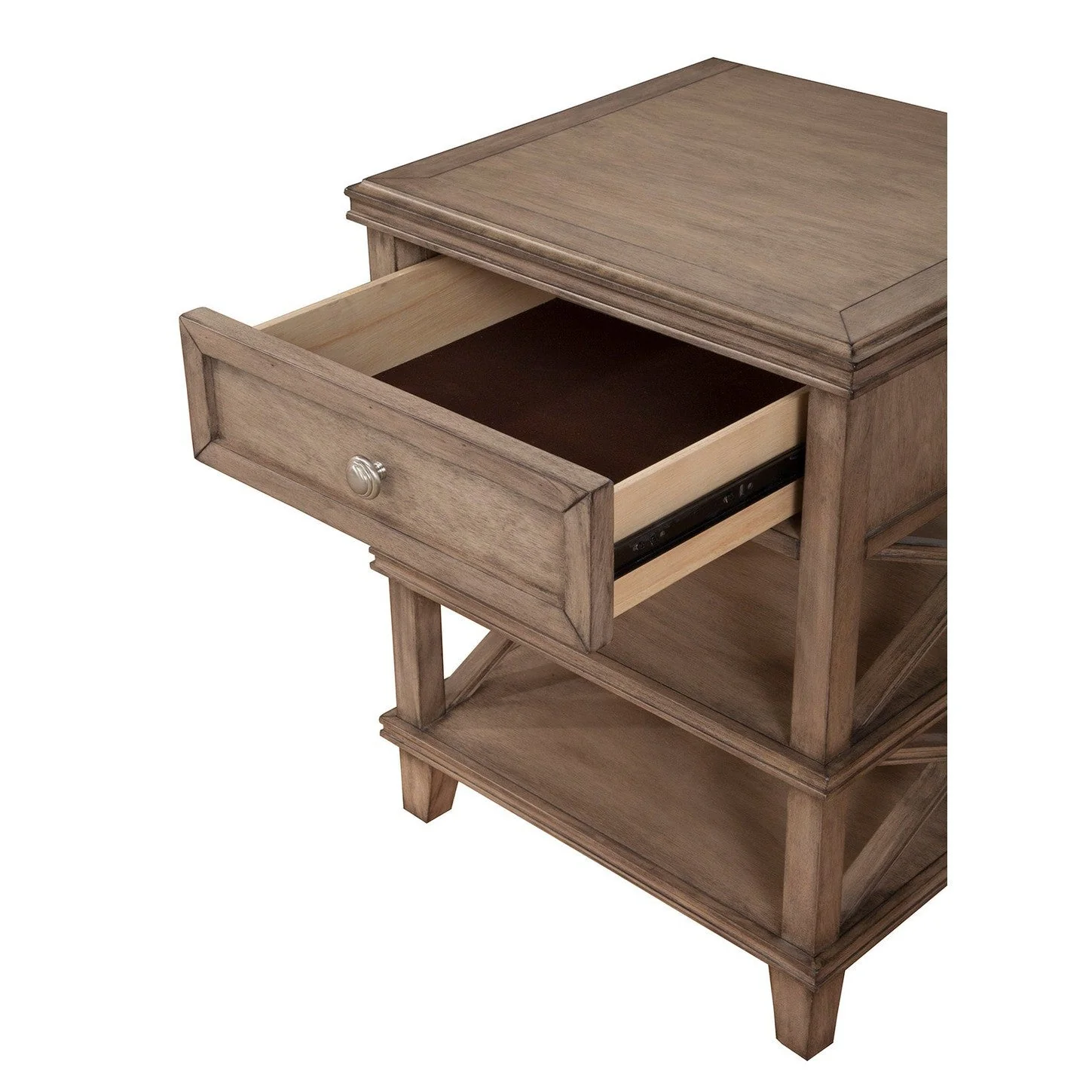 Alpine Furniture Potter 1 Drawer Nightstand w/2 Shelves, French Truffle 1055-02 - Image 3