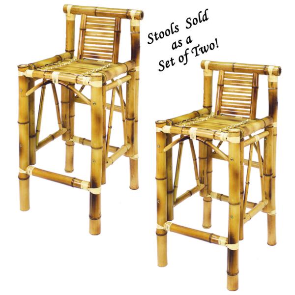 RAM Game Room Set of Two Bamboo Tiki Bar Stools - Image 2