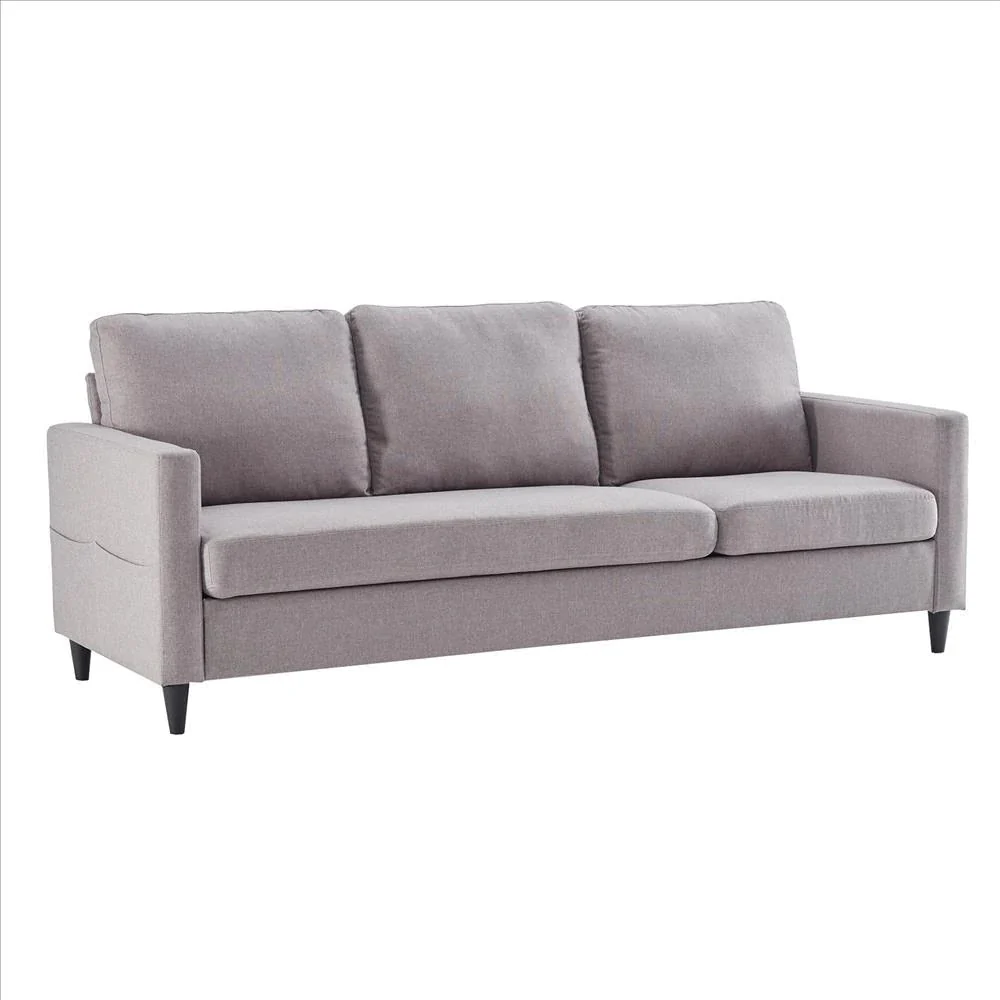 Benzara Reversible Sectional Sofa With Fabric Upholstery And Side Pockets, Gray BM261281 - Image 2