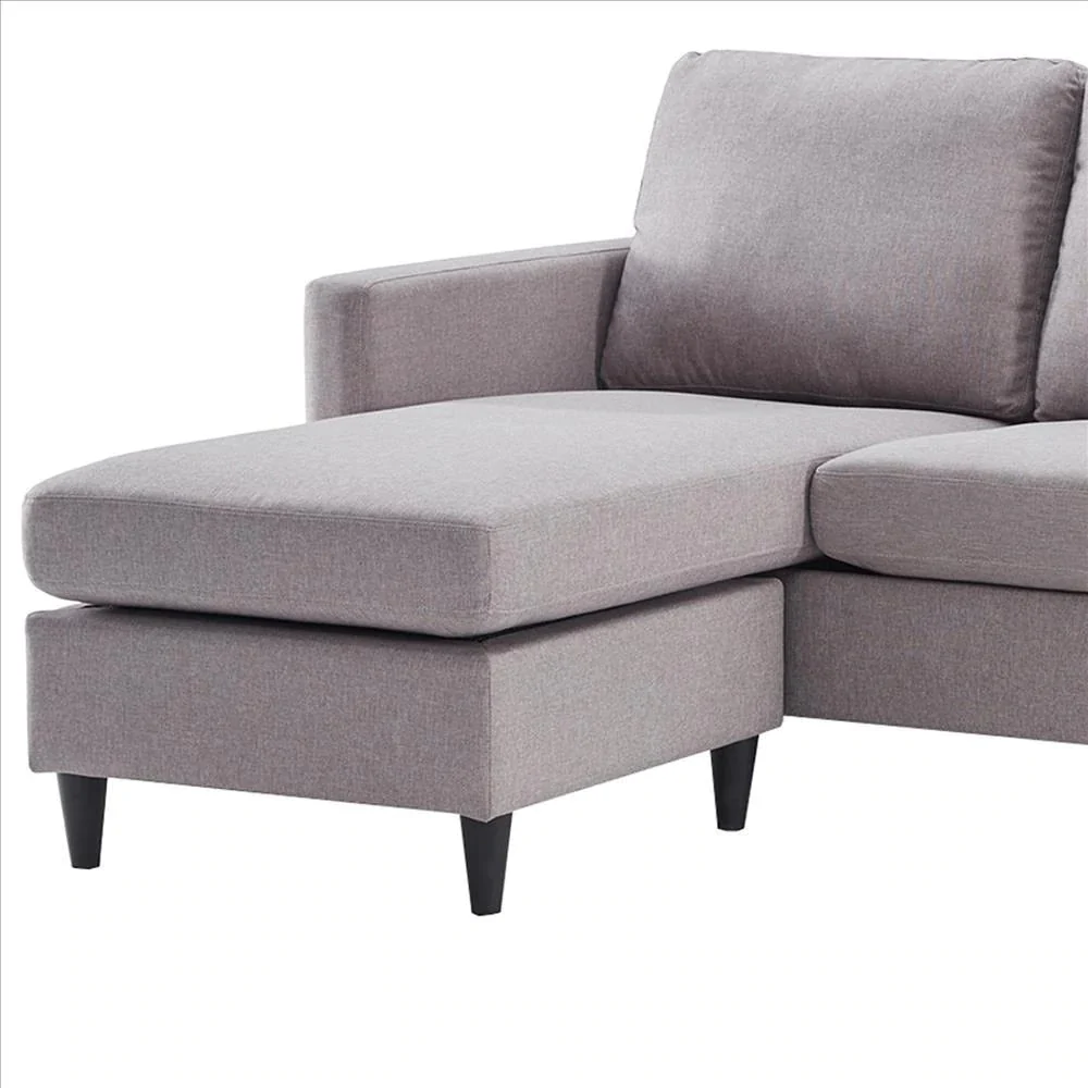 Benzara Reversible Sectional Sofa With Fabric Upholstery And Side Pockets, Gray BM261281 - Image 3