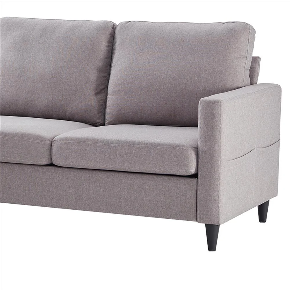 Benzara Reversible Sectional Sofa With Fabric Upholstery And Side Pockets, Gray BM261281 - Image 4