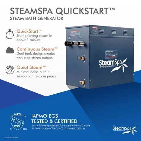 SteamSpa 12 KW QuickStart Acu-Steam Bath Generator D-1200 - Image 3