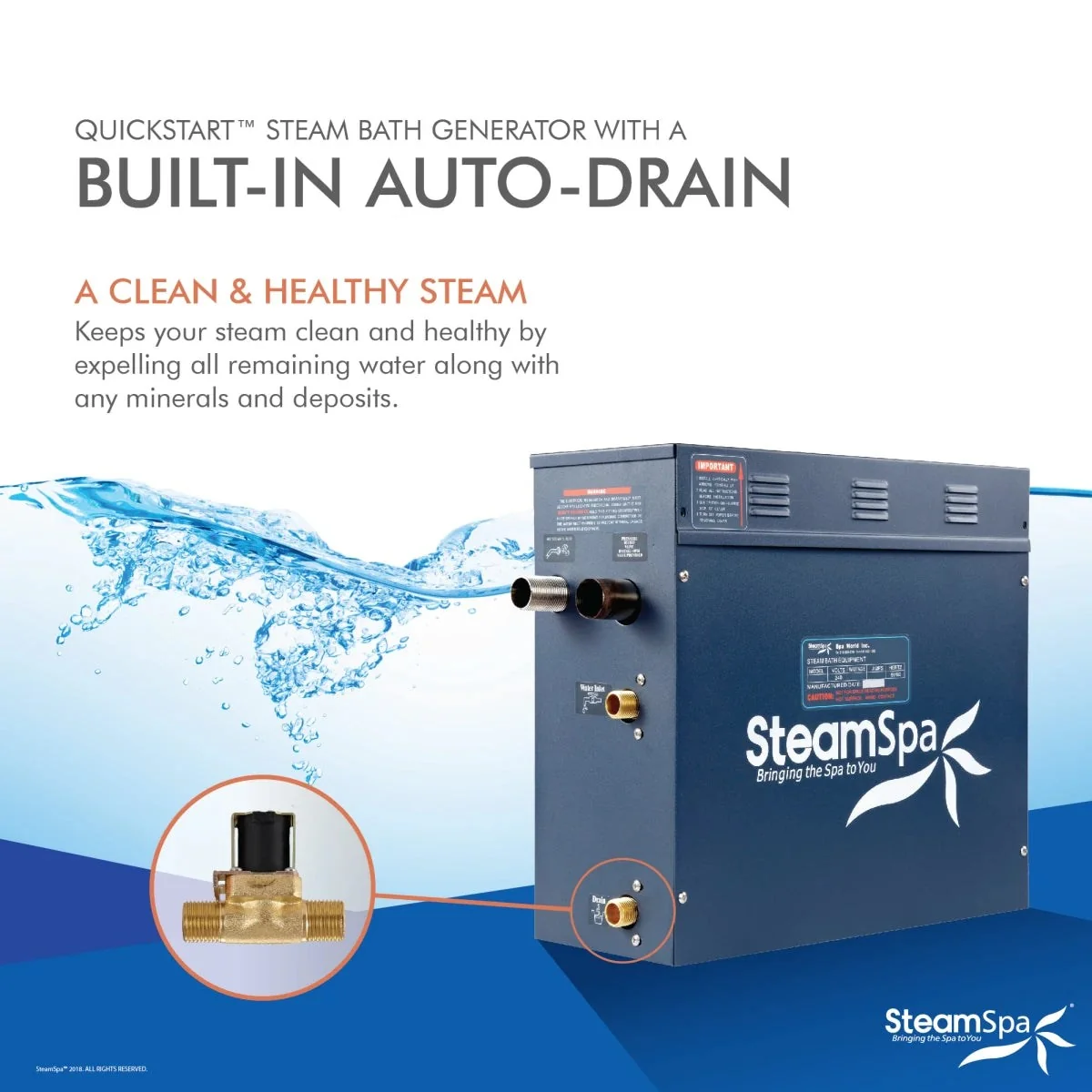 SteamSpa 7.5 KW QuickStart Acu-Steam Bath Generator with Built-in Auto Drain D-750-A - Image 3