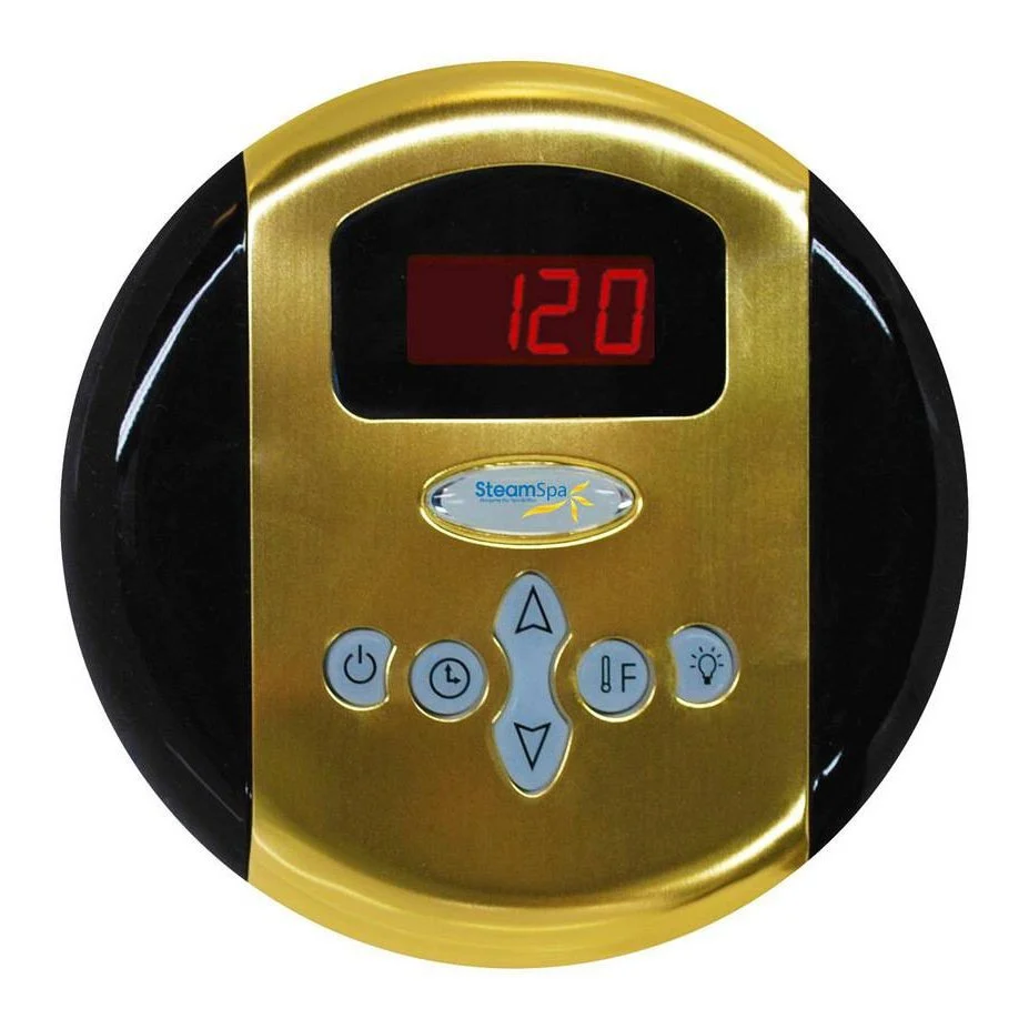 SteamSpa Indulgence 7.5 KW QuickStart Acu-Steam Bath Generator Package with Built-in Auto Drain in Polished Gold IN750GD-A - Image 2