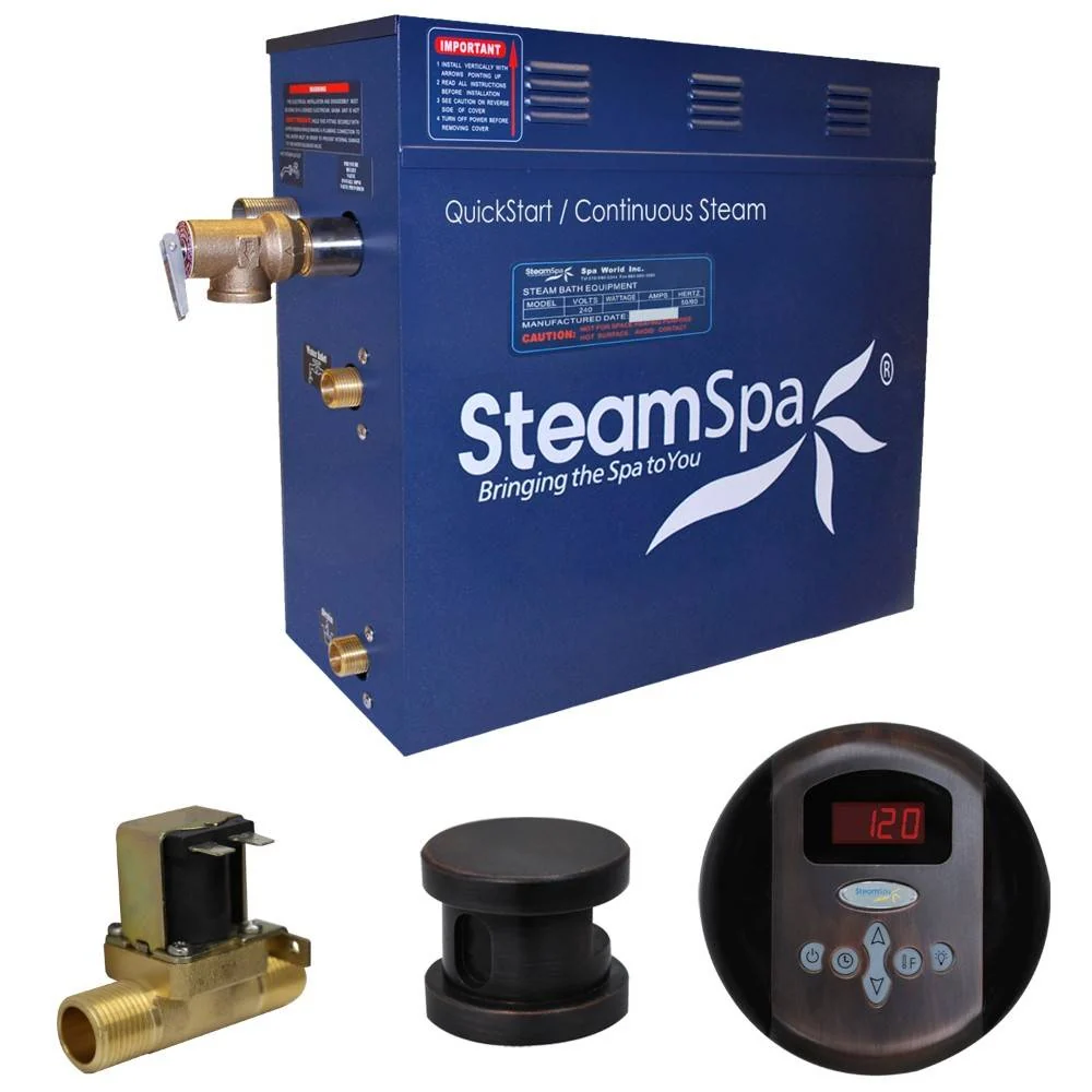 SteamSpa Oasis 4.5 KW QuickStart Acu-Steam Bath Generator Package with Built-in Auto Drain in Oil Rubbed Bronze OA450OB-A