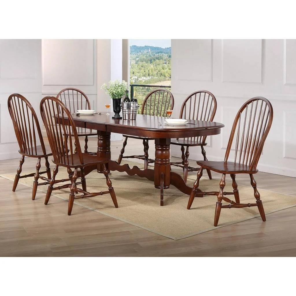 Sunset Trading Andrews 96" Oval Double Pedestal Butterfly Extendable Dining Table | Chestnut Brown | Seats 10 DLU-ADW4296-CT - Image 4