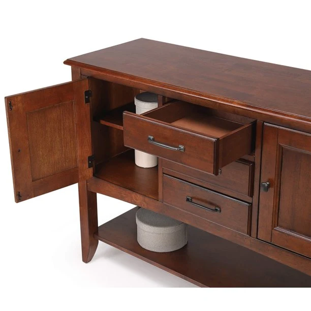 Sunset Trading Andrews Sideboard with Large Display Shelf | 3 Drawers 2 Storage Cabinets | Chestnut Brown DLU-ADW1122-SB-CT - Image 5