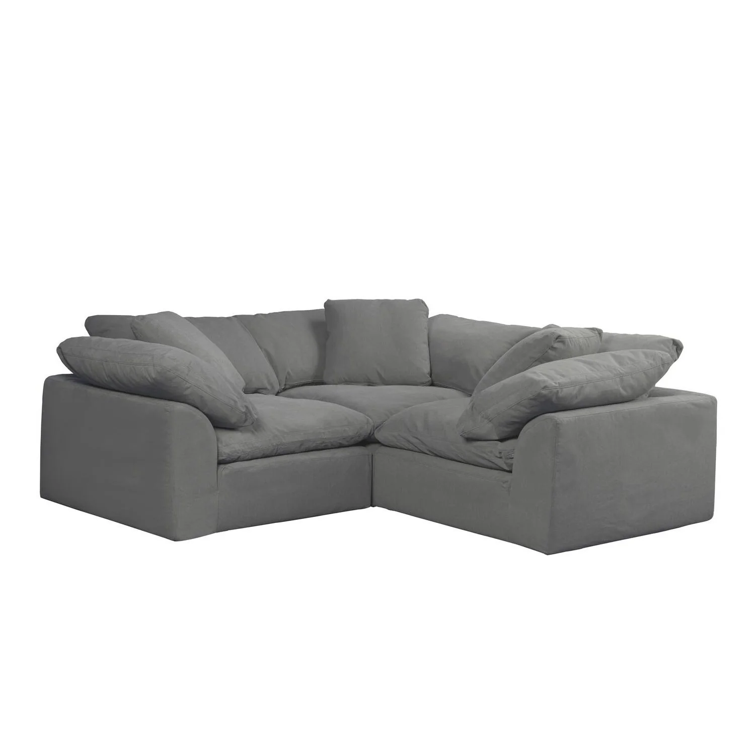 Sunset Trading Cloud Puff 3 Piece 88" Wide Slipcovered Modular Sectional Small L Shaped Sofa