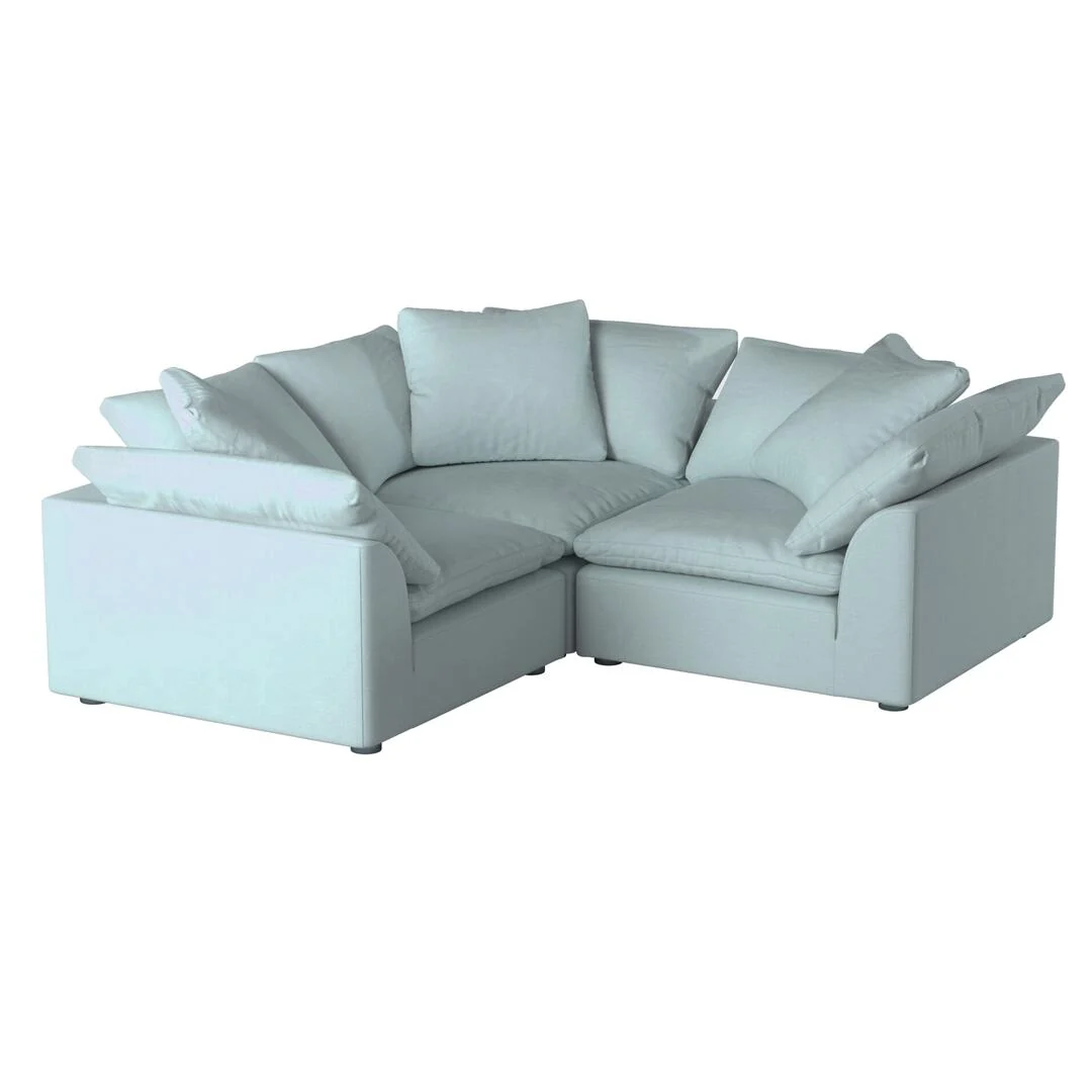 Sunset Trading Cloud Puff 3 Piece 88" Wide Slipcovered Modular Sectional Small L Shaped Sofa - Image 5