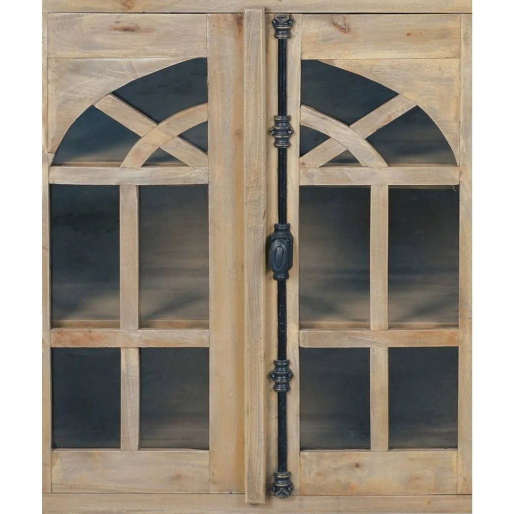 Sunset Trading Cottage 63" Arched Glass Door Credenza | Driftwood Brown Solid Wood Display Cabinet | Fully Assembled Sideboard CC-CAB1706S-DW - Image 6