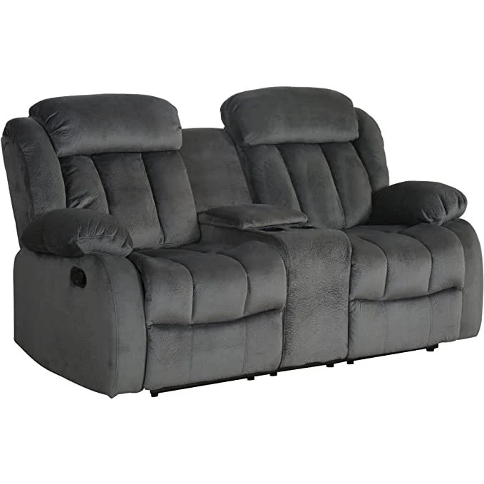 Sunset Trading Madison Reclining Loveseat with Console Storage, Cupholders | Two Manual Recliners | Gray Fabric SU-LN550-206 - Image 2