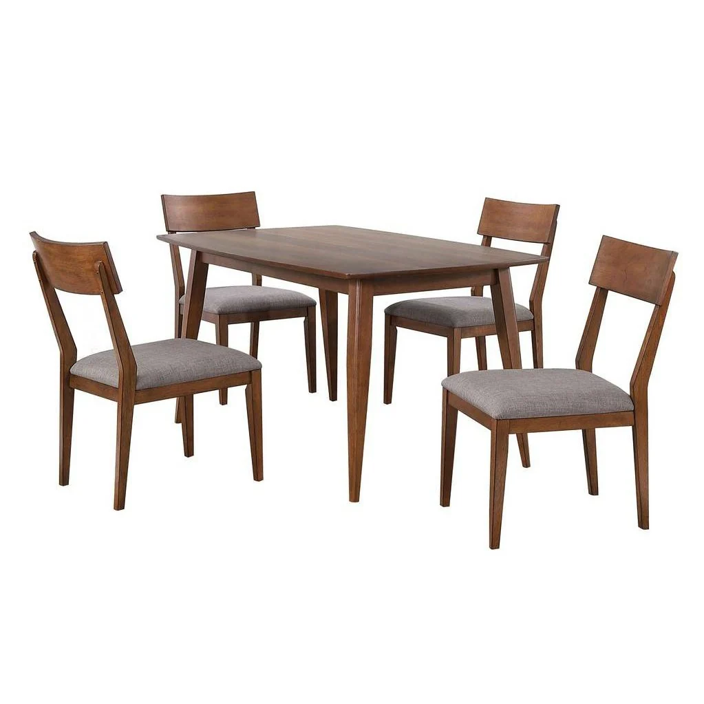 Sunset Trading Mid Century 5 Piece 60" Rectangular Dining Table Set | Padded Performance Fabric Seats | Seats 4, 6 DLU-MC3660-C45-5P - Image 2