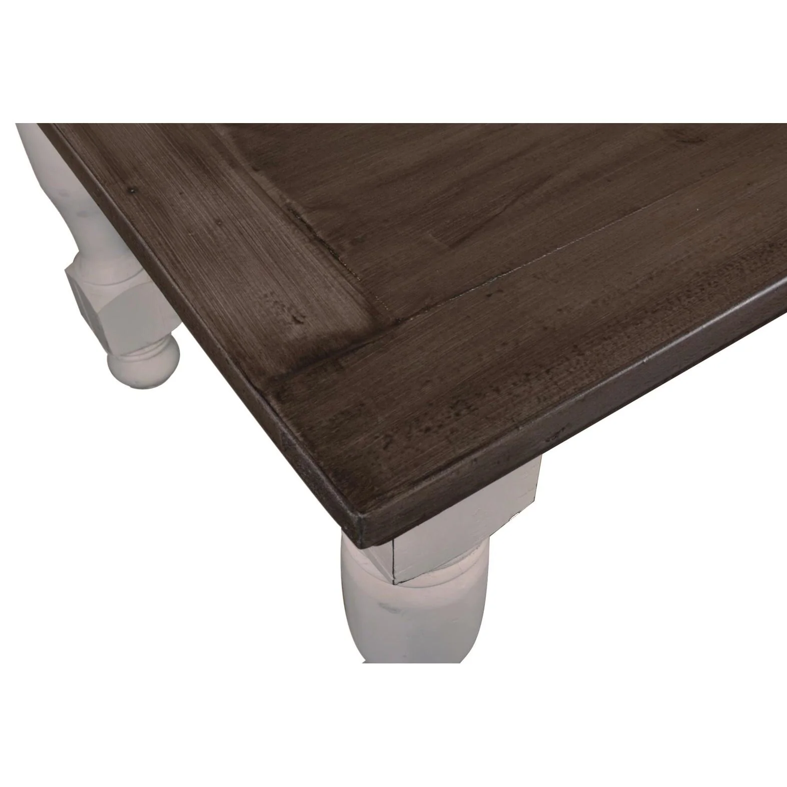 Sunset Trading Rustic French 78" Rectangular Dining Table | Distressed White and Brown Solid Wood HH-8750-078 - Image 4