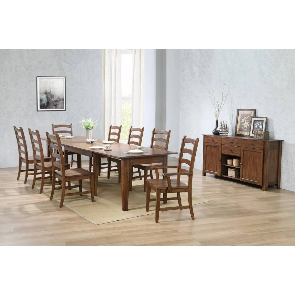 Sunset Trading Simply Brook 10 Piece 134" Rectangular Extendable Table Dining Set | Sideboard | Amish Brown | Seats 12 DLU-BR134-AMSB10PC