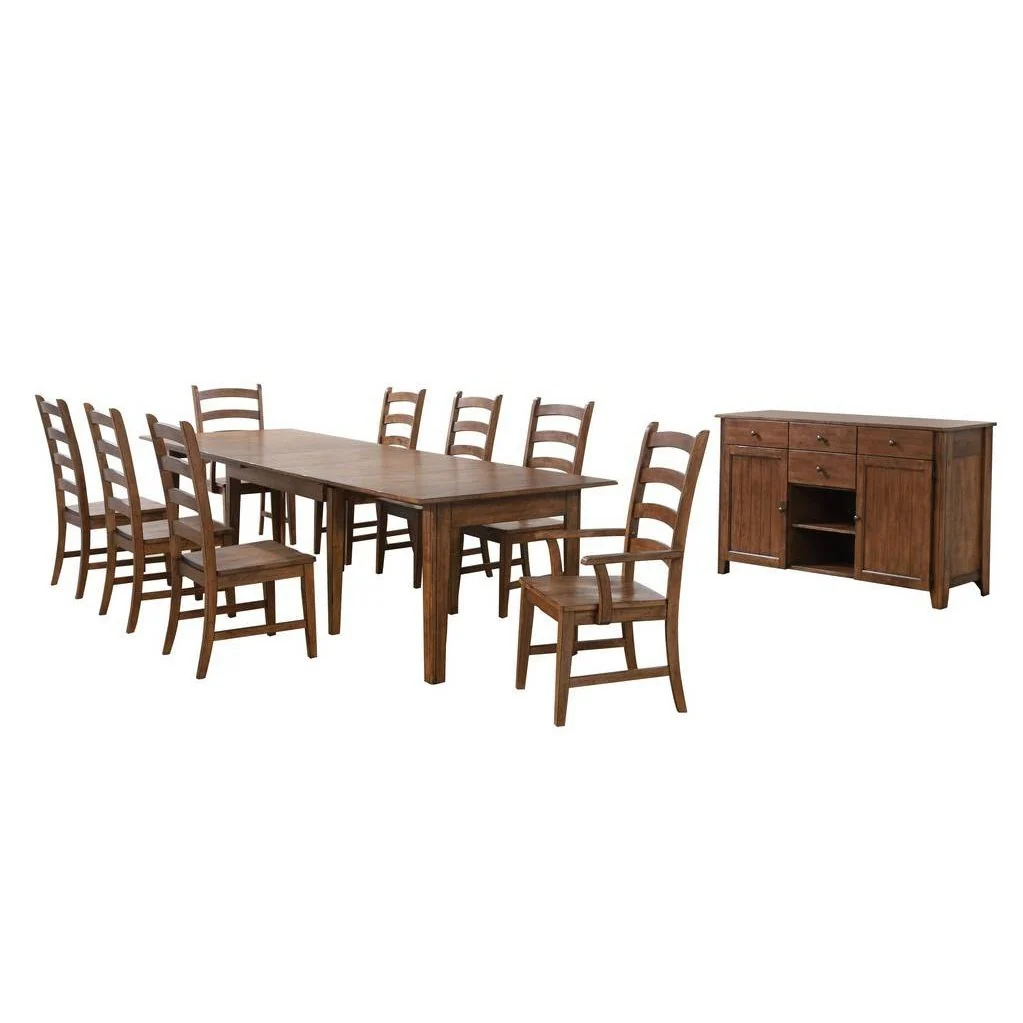 Sunset Trading Simply Brook 10 Piece 134" Rectangular Extendable Table Dining Set | Sideboard | Amish Brown | Seats 12 DLU-BR134-AMSB10PC - Image 2