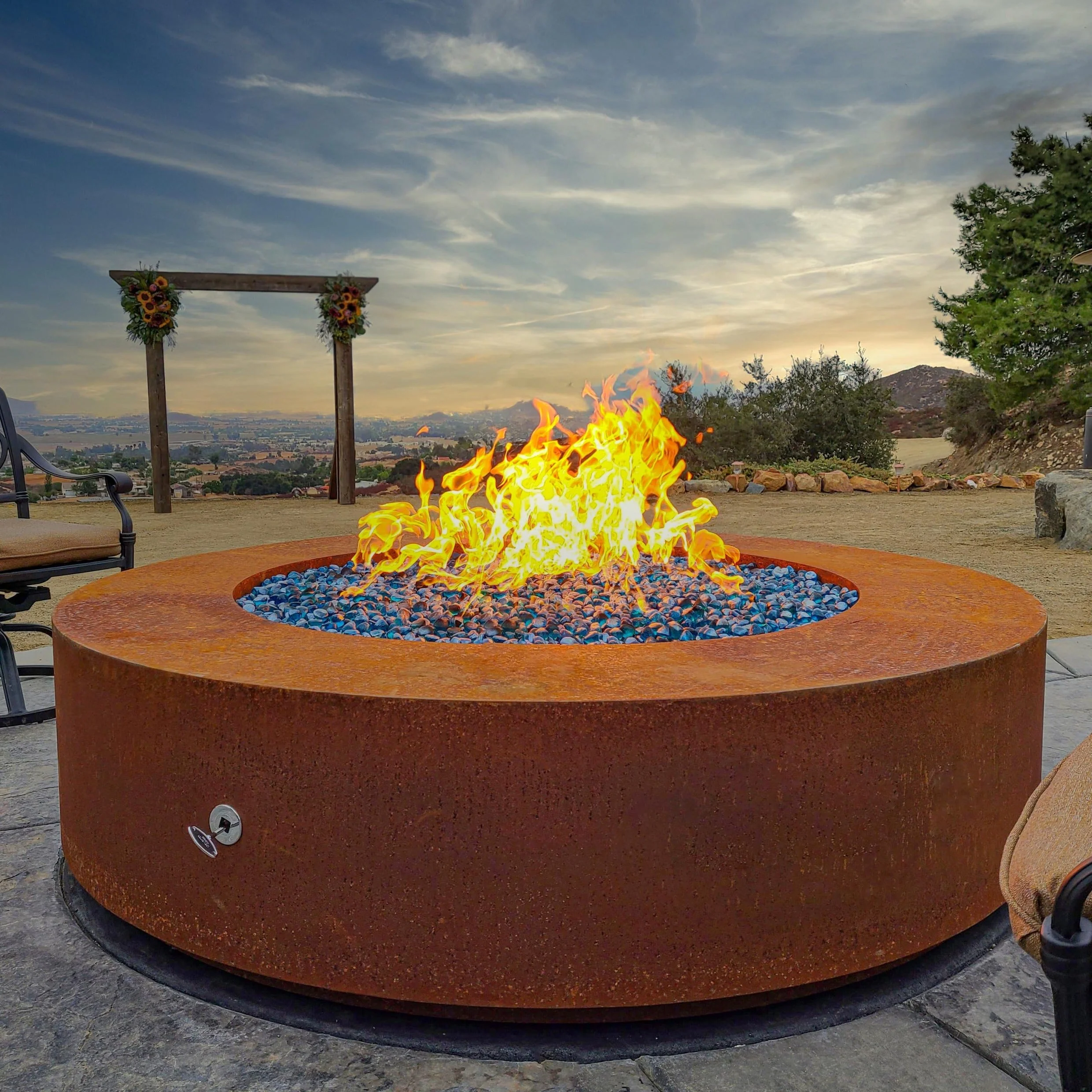 The Outdoor Plus 24" Tall Round Unity Fire Pit | Corten Steel - Image 3