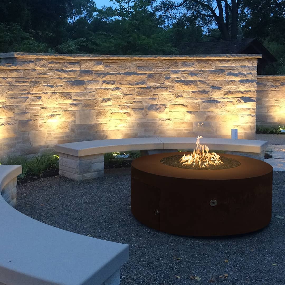 The Outdoor Plus 24" Tall Round Unity Fire Pit | Corten Steel - Image 4