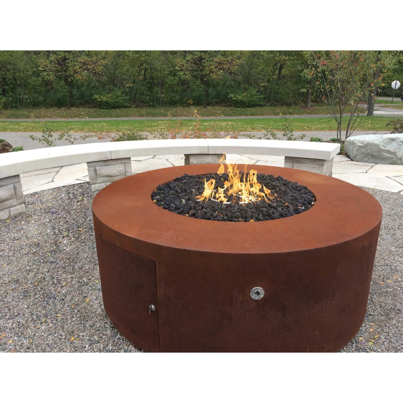 The Outdoor Plus 24" Tall Round Unity Fire Pit | Hammered Copper - Image 4