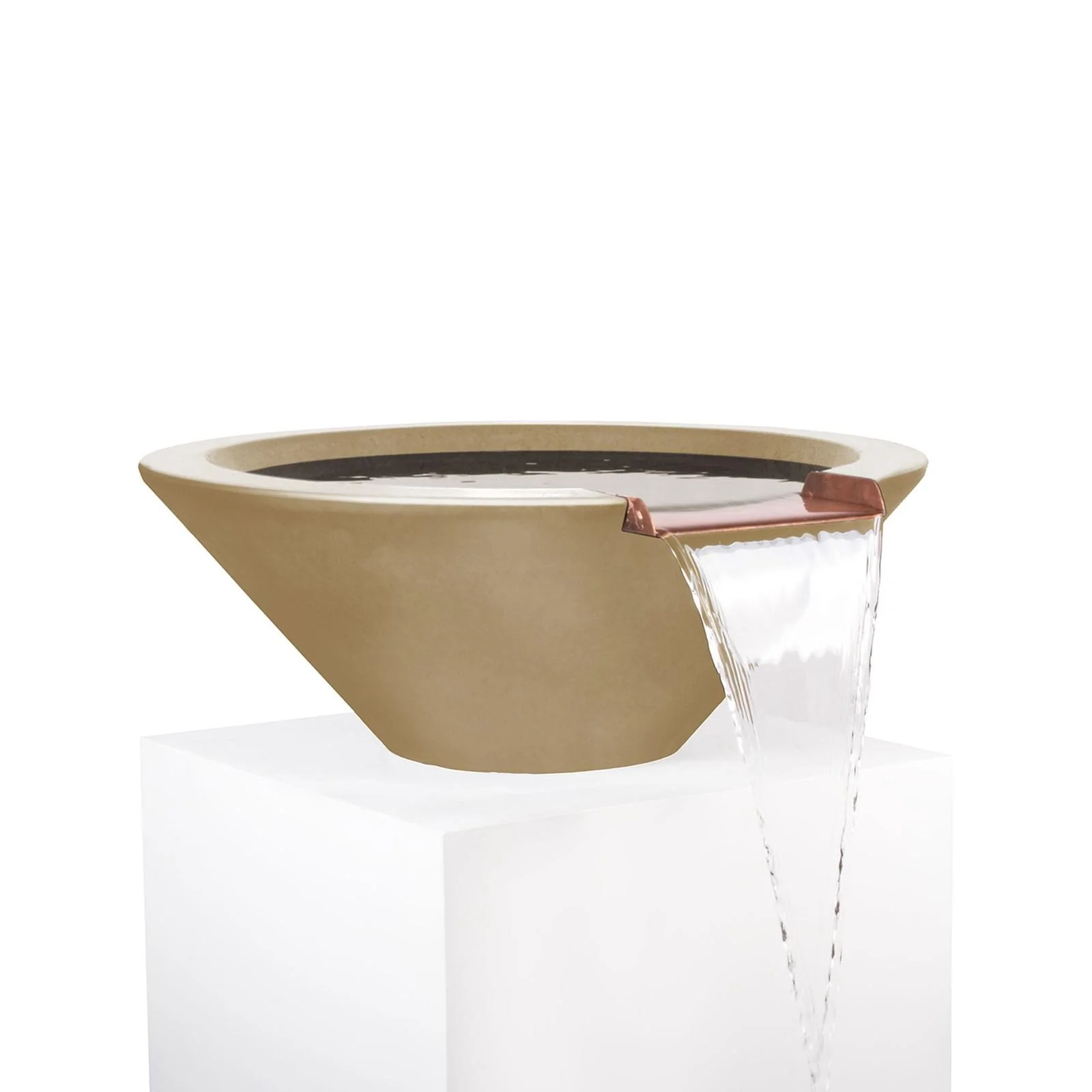 The Outdoor Plus 36" Round Cazo GFRC Planter & Water Bowl - Image 3