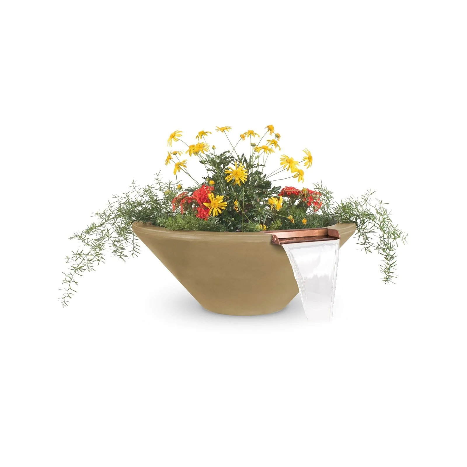 The Outdoor Plus 48" Round Cazo GFRC Planter & Water Bowl - Image 2