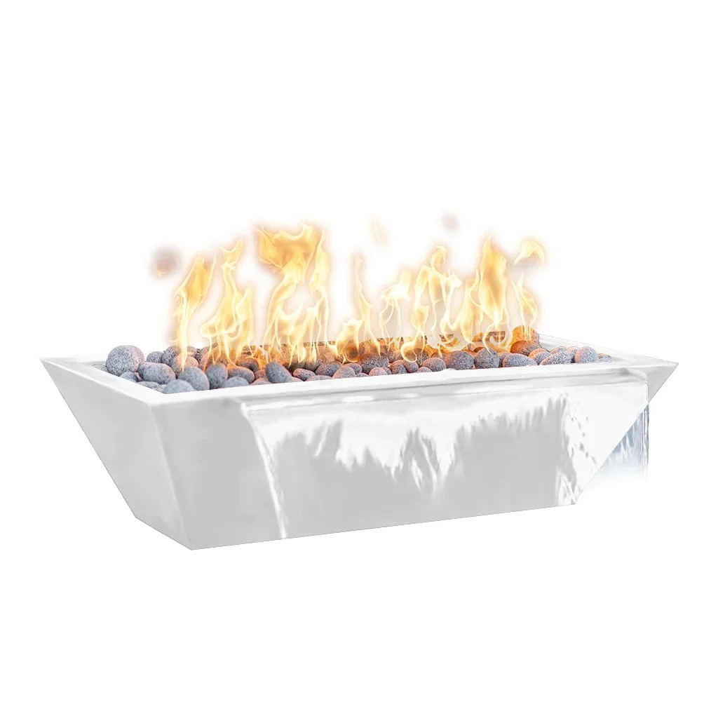 The Outdoor Plus 48" x 20" Linear Maya Powder Coat Fire and Water Bowl | Match Lit - Image 7