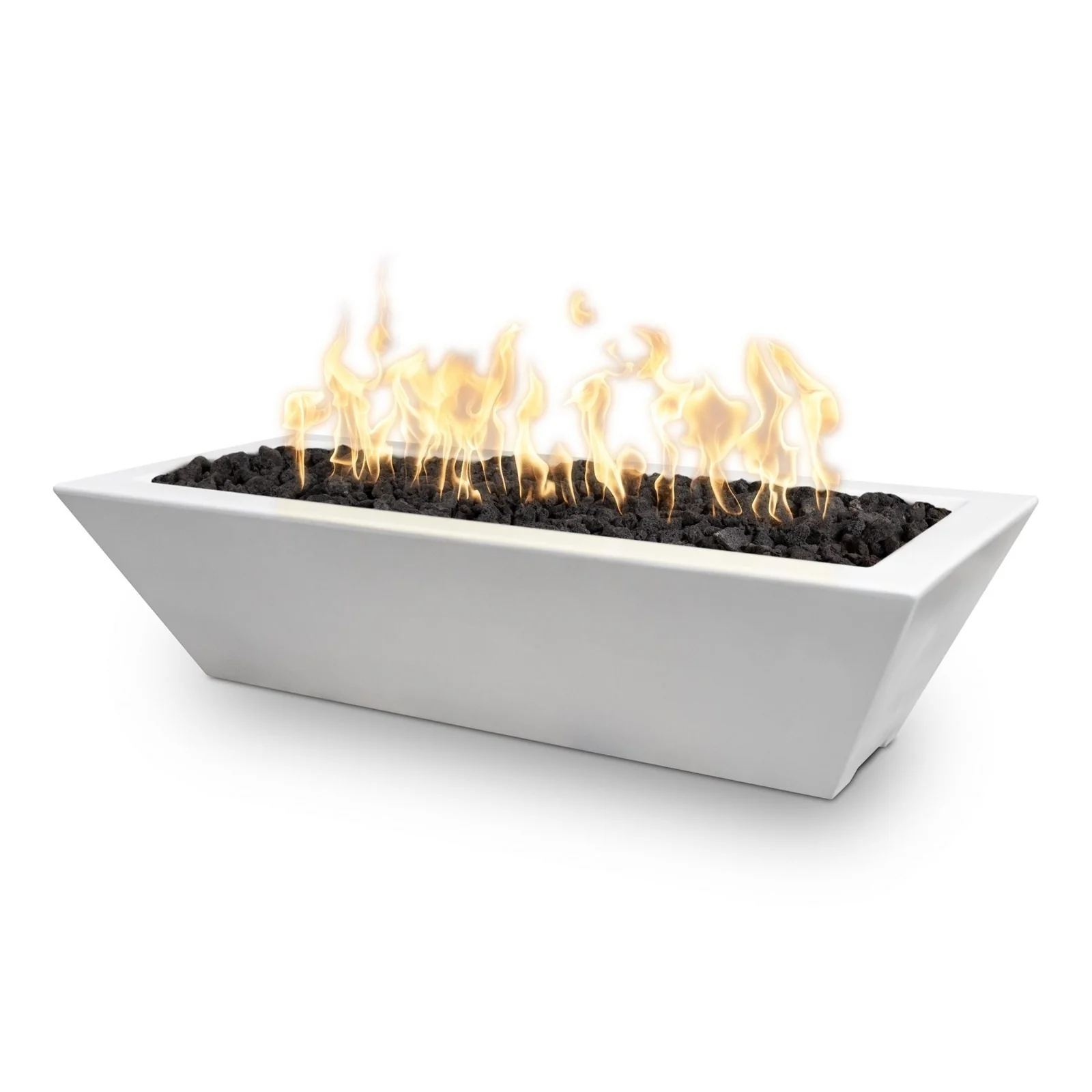 The Outdoor Plus 60" x 20" Linear Maya GFRC Fire Bowl Match Lit with Flame Sense | Liquid Propane