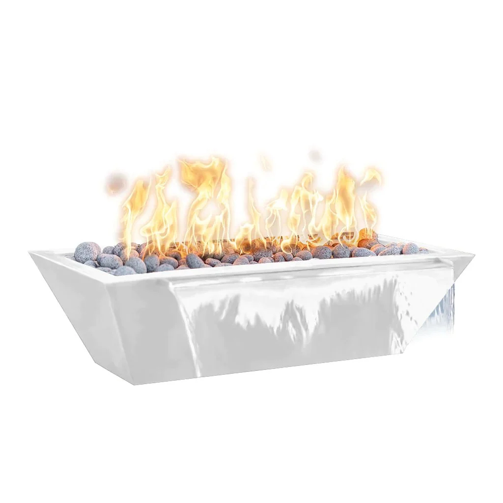 The Outdoor Plus 60" x 20" Linear Maya Powder Coat Fire and Water Bowl | Match Lit - Image 7