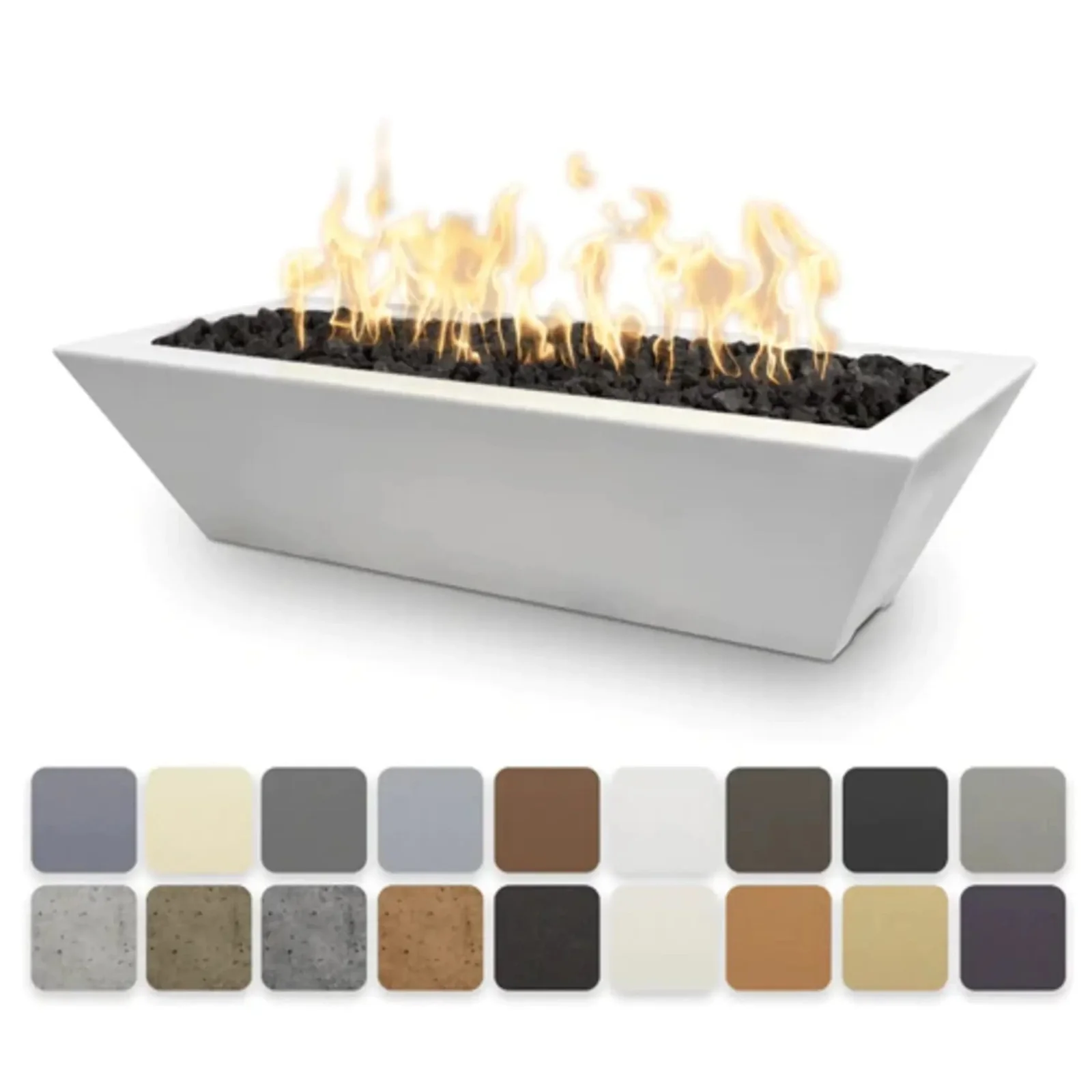 The Outdoor Plus 72" x 20" Linear Maya GFRC Fire Bowl Match Lit with Flame Sense | Natural Gas - Image 2
