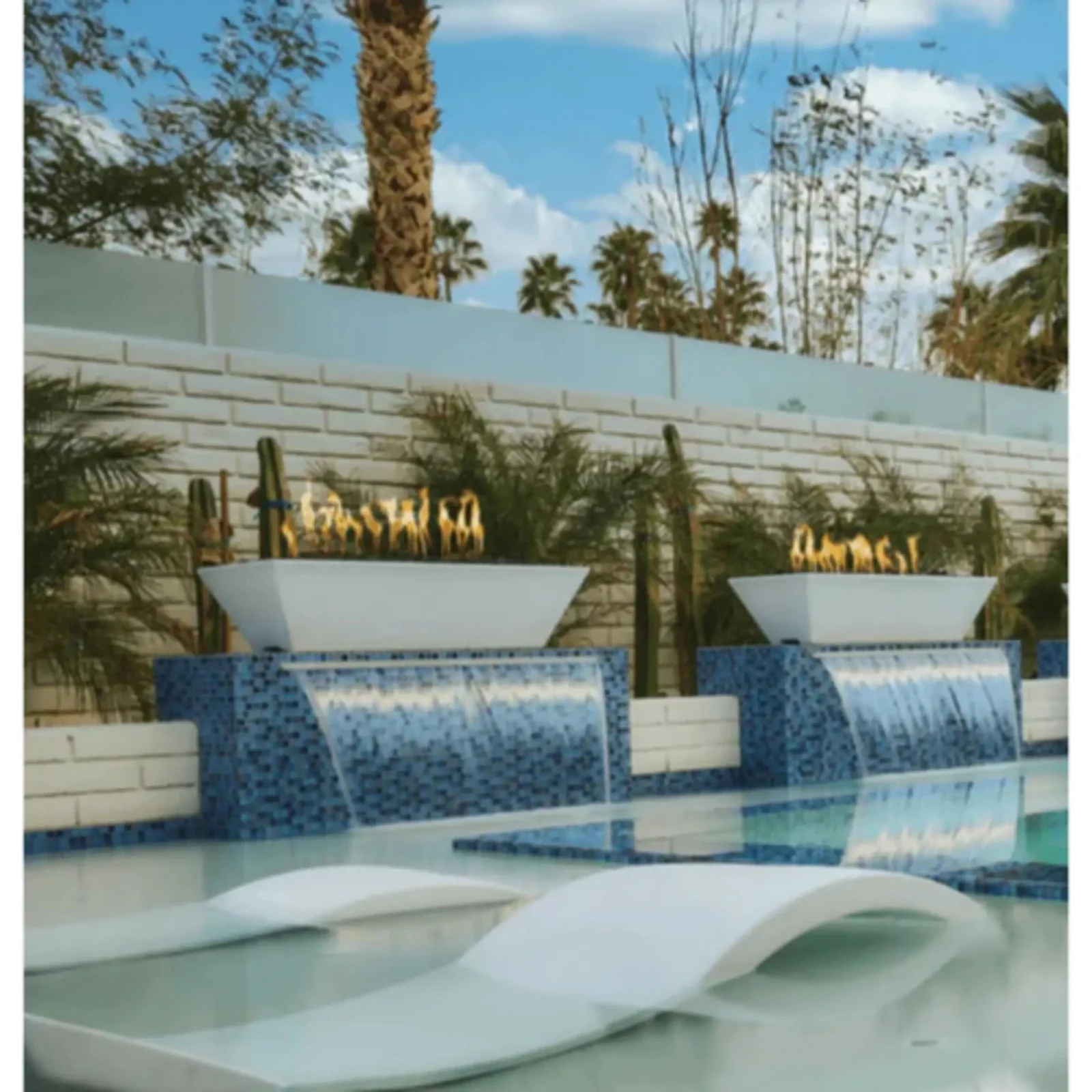 The Outdoor Plus 72" x 20" Linear Maya GFRC Fire Bowl Match Lit with Flame Sense | Natural Gas - Image 3