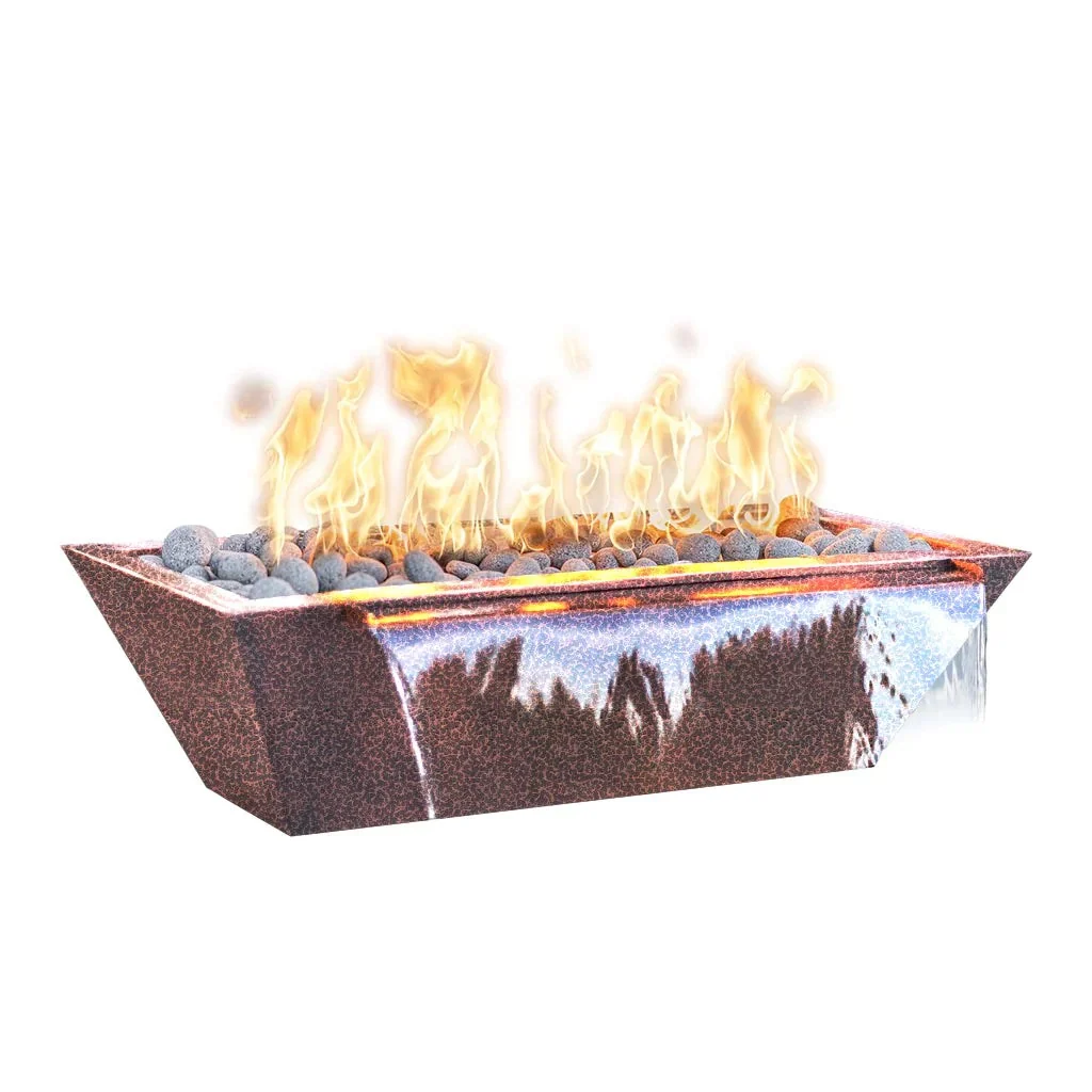 The Outdoor Plus 72" x 20" Linear Maya Powder Coat Fire and Water Bowl | Match Lit with Flame Sense - Image 2