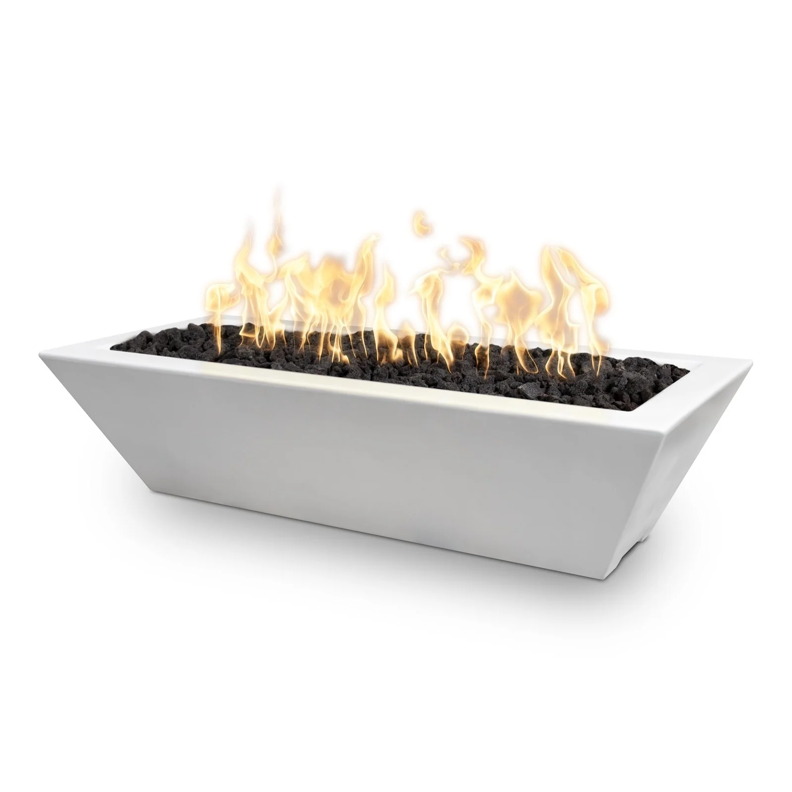The Outdoor Plus 72" x 20" Linear Maya Powder Coat Fire Bowl | Match Lit