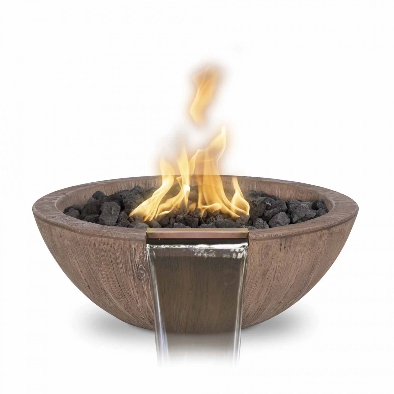 The Outdoor Plus 27" Sedona Fire & Water Bowl | Wood Grain Concrete - Image 2