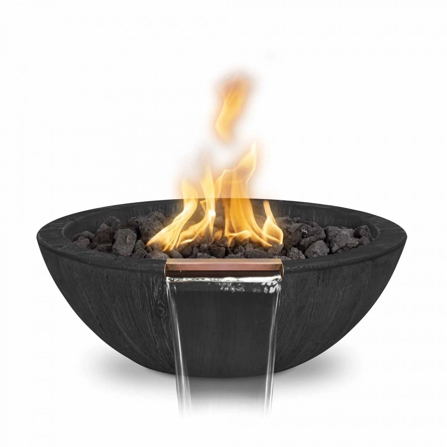 The Outdoor Plus 27" Sedona Fire & Water Bowl | Wood Grain Concrete - Image 3