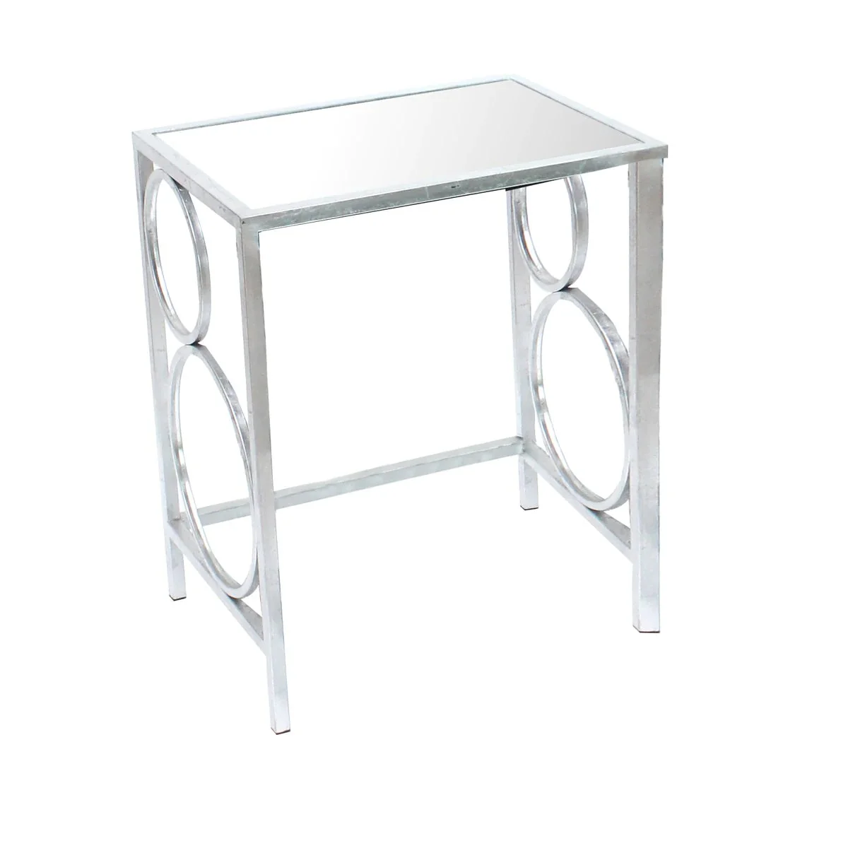 Benzara Three Piece Metal Nesting Tables With Circular Stacked Design, Silver BM204718 - Image 5