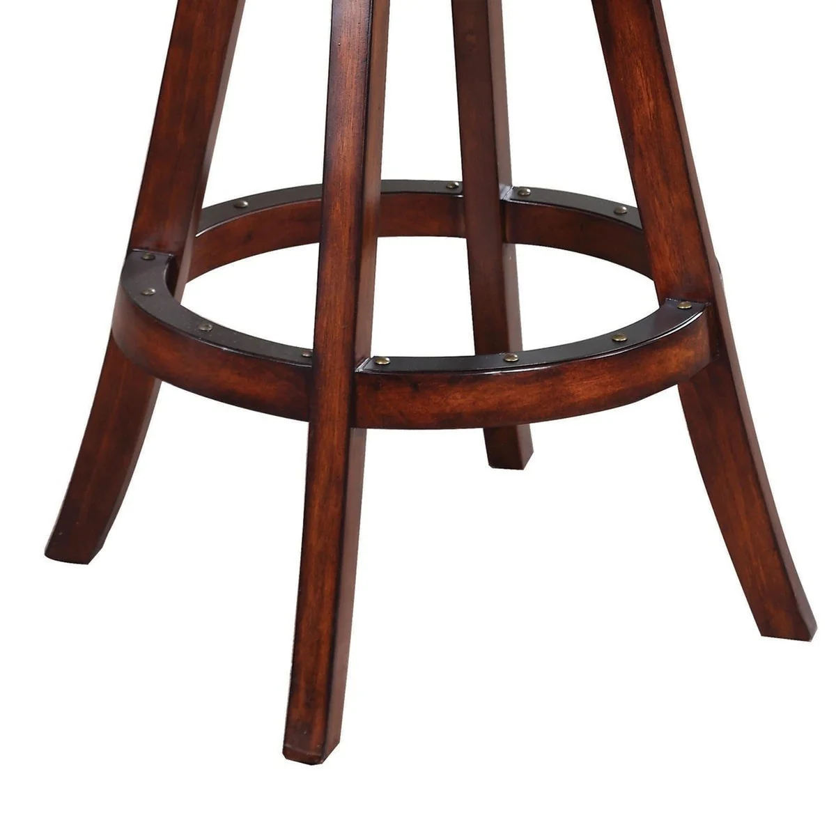 Benzara Traditional Bar Stool With Leather Seat, Brown BM68944 - Image 4