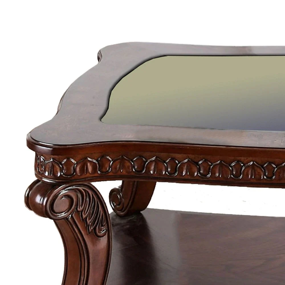 Benzara Traditional Coffee Table With Cabriole Legs And Wooden Carving, Brown BM205329 - Image 5